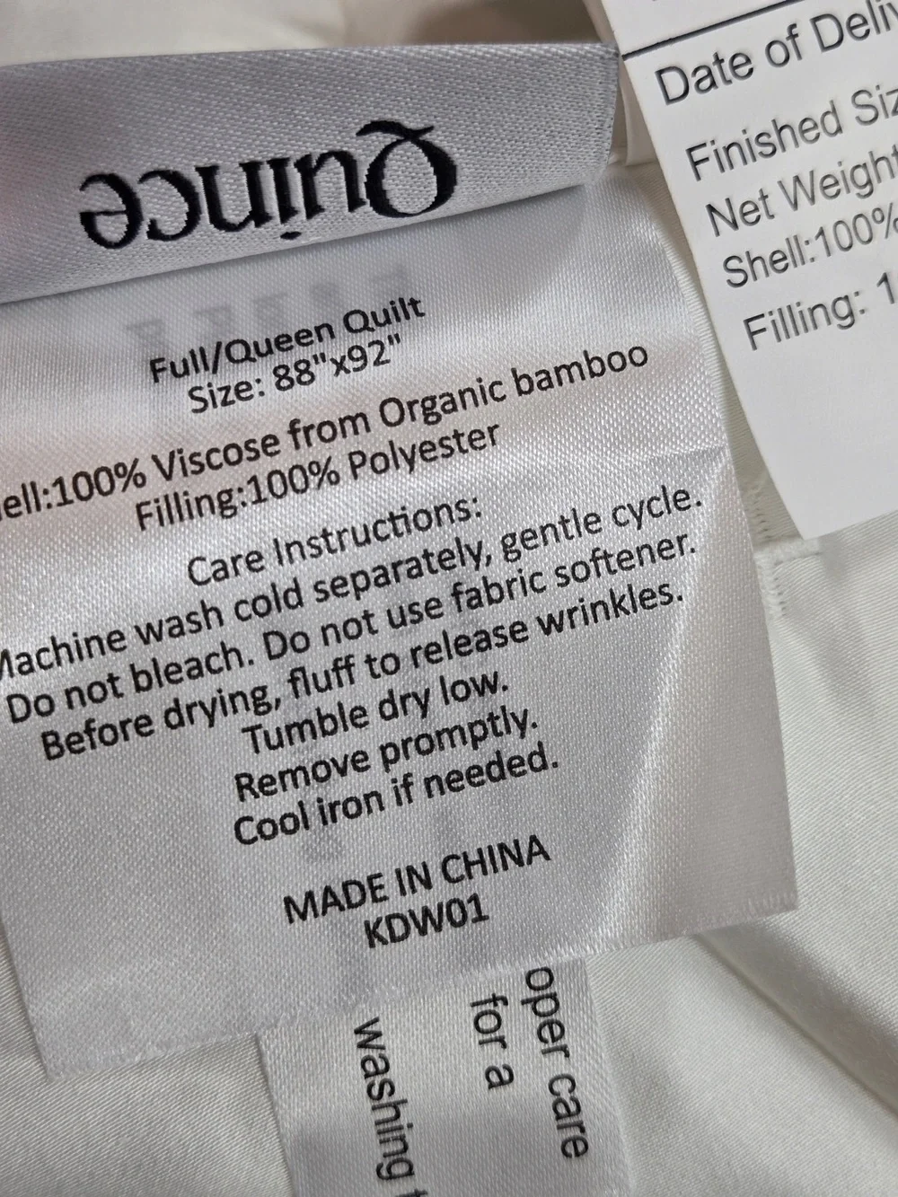 NWOT QUINCE Bamboo Dream Quilt Full/Queen White 9288